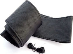 Auto-Lenkradabdeckung Maßgeschneidert mit Durchmesser 37-38cm aus Kunstleder Schwarz