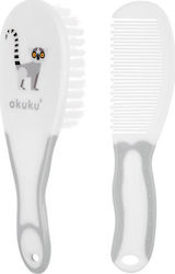 Akuku Baby Brush & Comb Lemur Grey 2 Pieces