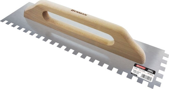 Benman Tile Spatula Inox Serrated 480x130mm with Wooden Handle Tooth 12x12mm 70943