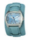 Chronotech Men's Watch 46mm Battery with Blue Leather Strap