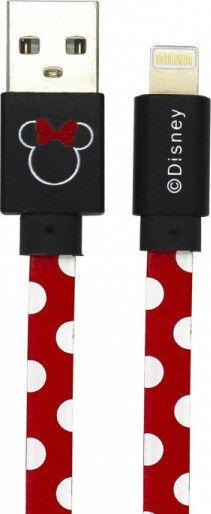 Disney Minnie Равен USB-A към Lightning кабел Червен 1.2м (DUSMIN005)