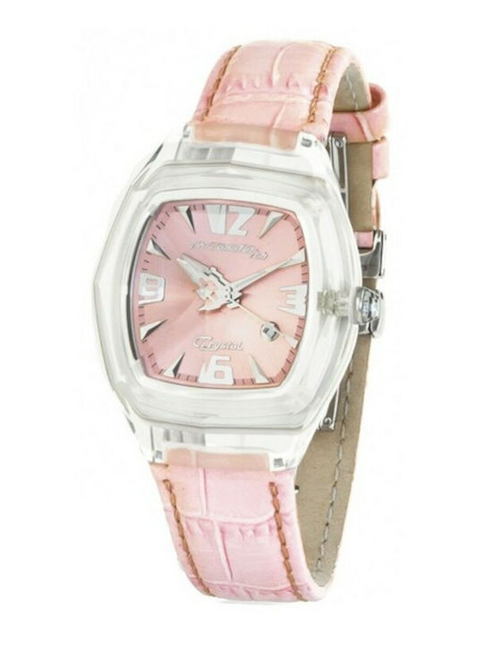 Chronotech Women's Watch with Pink Leather Strap