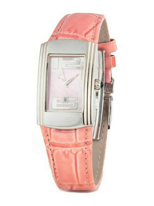 Chronotech Women's Watch with Pink Leather Strap