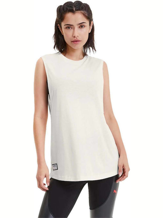 Puma x Adriana Lima Women's Athletic Cotton Blouse Sleeveless White