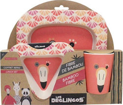 Synchronia Feeding Set Flamingo made of Bamboo Pink 3pcs