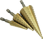 3 Set Conical Drill Bits Titanium with Hexagon Shank for Metal