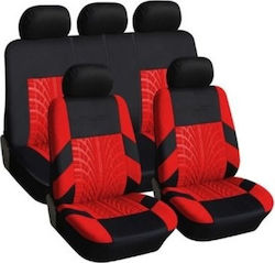 Car Cover Set 9pcs Polyester Red / Black