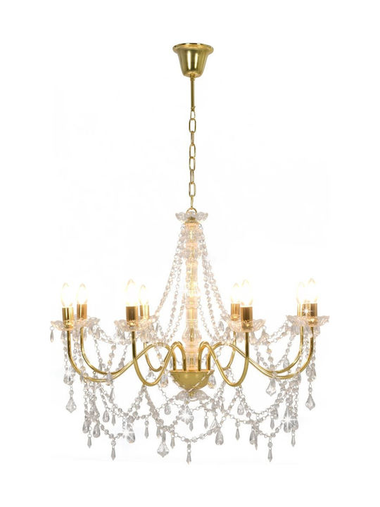 vidaXL Candelabru 8xE14 cu Lumânări Auriu 281607