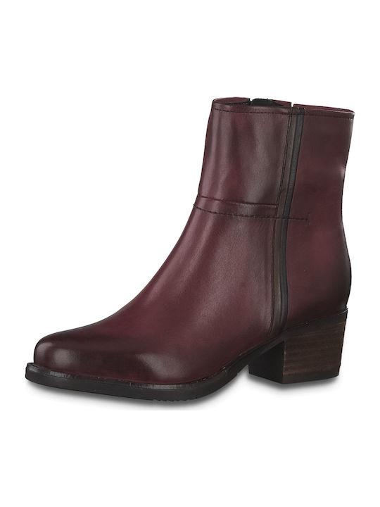 Leder Stiefeletten Damen Burgundisch