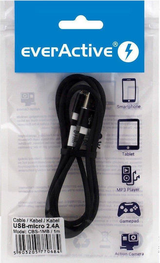 everActive Regular USB 2.0 to micro USB Cable Μαύρο 1m (CBS-1MB)