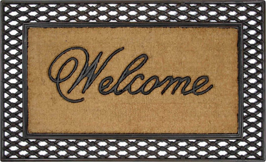 Import Hellas Πατάκι Εισόδου από Κοκοφοίνικα Welcome No 197 Μπεζ-Μαύρο 60x100εκ. No197 Μπεζ-Μαύρο