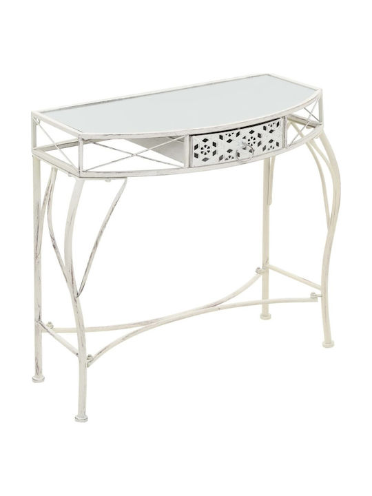 Auxiliary Outdoor Table with Metal Frame White 82x39x76cm