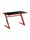 Gaming Office Z-Shaped Wooden Red with Metal Legs 138x25x67cm