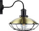 Alphab2b Vintage Leuchte Wand mit Fassung E27 Schwarz 40x25x30cm