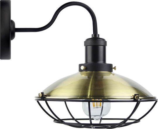Alphab2b Vintage Lamp Wall with Socket E27 Black 40x25x30cm