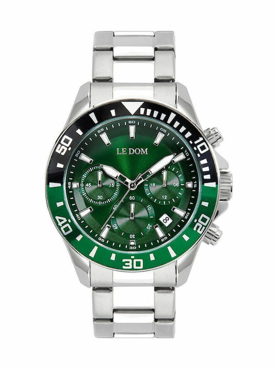 Le Dom Prime Men's Watch 40mm Chronograph Battery with Silver Metal Bracelet