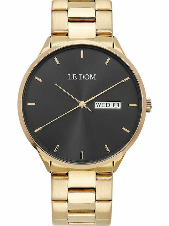 Le Dom Maxim Ανδρικό Ρολόι 42mm Μπαταρίας με Χρυσό Μεταλλικό Μπρασελέ