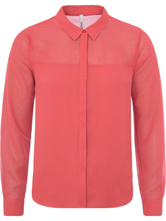 Pepe Jeans Marisa Women's Denim Long Sleeve Shirt Red