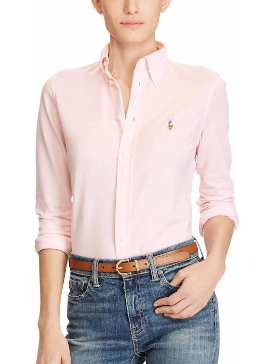 Ralph Lauren Дълъг ръкав Женска Pique Риза Розо...
