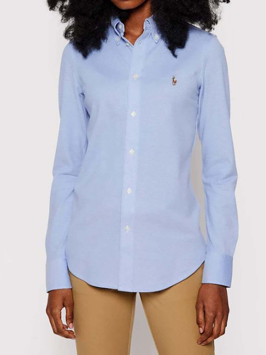 Women's Pique Monochrome Long Sleeve Shirt Light Blue