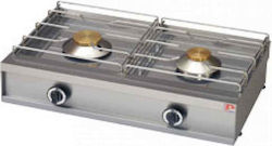 Panaritis Tabletop Commercial LPG Burner with 2 Hearths 22kW 80x48x22cm