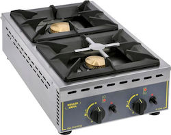 Roller Grill Tabletop Commercial LPG Burner with 2 Hearths 12kW 51x70x20cm 775626