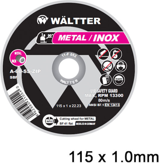 Walter Cutting Disc Inox Metal Cutting Disc Metal Hole Diameter 115mm 1pcs