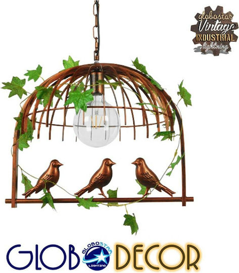 GloboStar Libellula Pendant Light Brown Grid with Socket E27 48.5x42x37.5cm