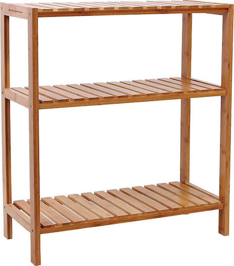 Songmics Boden Badezimmerregal Bamboo mit 3 Regalböden 60x26x66cm Braun