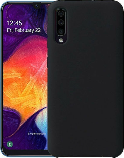 Hurtel Soft Umschlag Rückseite Silikon Schwarz (Galaxy A50)