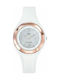 Go Girl Only Ladies Crystals Watch with White Rubber Strap