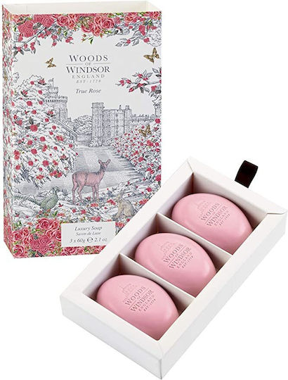 Woods Of Windsor True Rose Μπάρες Σαπουνιού με Βούτυρο Καριτέ & Γλυκερίνη 3x180gr