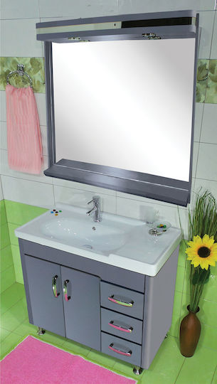 Gloria Sonia-Down Blat cu Lavoar & Oglindă cu lumină L95xW46xH86cm Cenușă