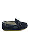 Boys Suede Moccasins with Laces Navy Blue