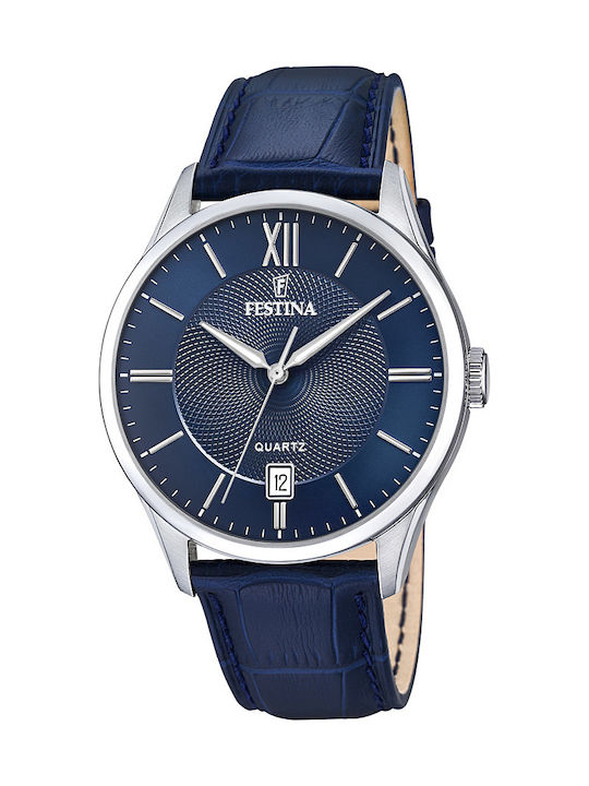 Festina Watch Battery with Blue Leather Strap