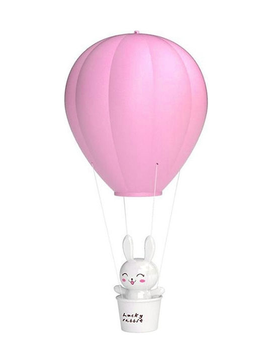 Led Kids Decorative Lamp Touch Αερόστατο Λαγουδάκι Pink 30cm