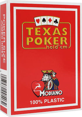 Modiano Texas Poker 2 Jumbo Playing Cards Plastic for Poker Red