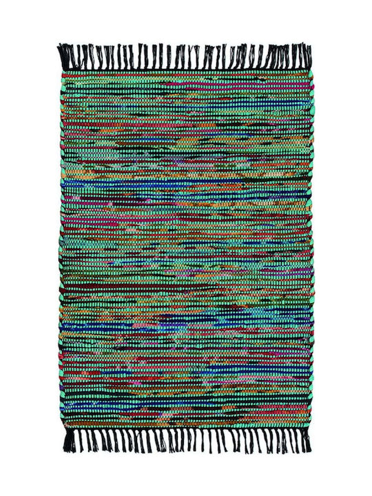 Synchronia Rug Rectangular with Fringes Green