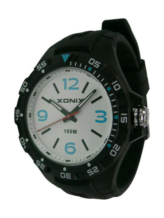 Xonix Uhr Batterie mit Schwarz Kautschukarmband CAD-006A