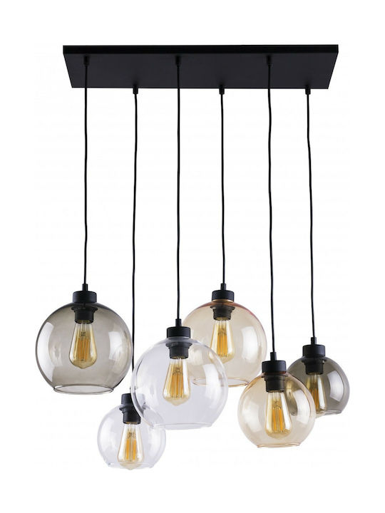 TK Lighting Cubus Μοντέρνο Κρεμαστό Φωτιστικό Πολύφωτο για 6 Λαμπτήρες E27 Διάφανο