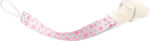 Babyono Ribbon Pacifier Clip made of Fabric Stars Pink