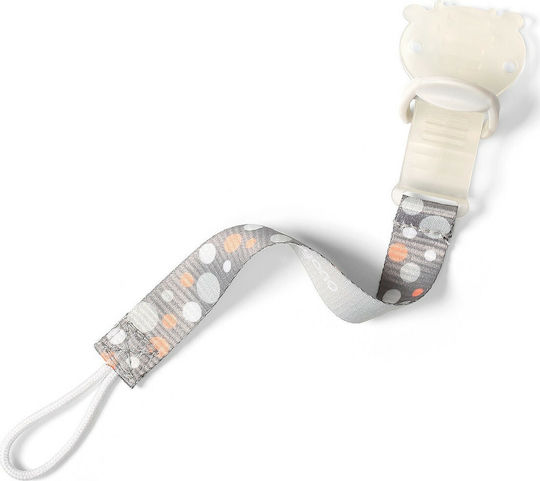 Babyono Ribbon Pacifier Clip made of Fabric Gray