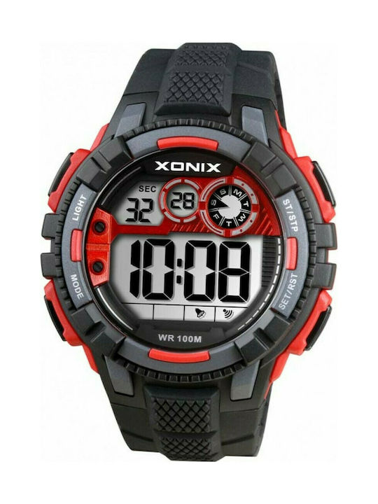 Xonix Digital Uhr Batterie mit Schwarz Kautschukarmband DAG-006