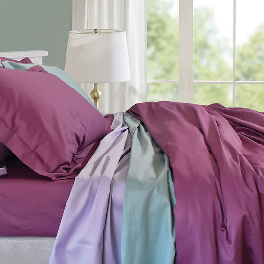 Homeline Duvet Cover Set Cotton Satin Queen with 2 Pillowcases 230x250 1203 Aqua