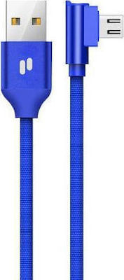 Puridea L23 Winkel (90°) / Geflochten USB 2.0 zu Micro-USB-Kabel Blau 0.3m
