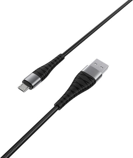 Borofone Braided USB 2.0 to micro USB Cable Μαύρο 0.25m (BX32)