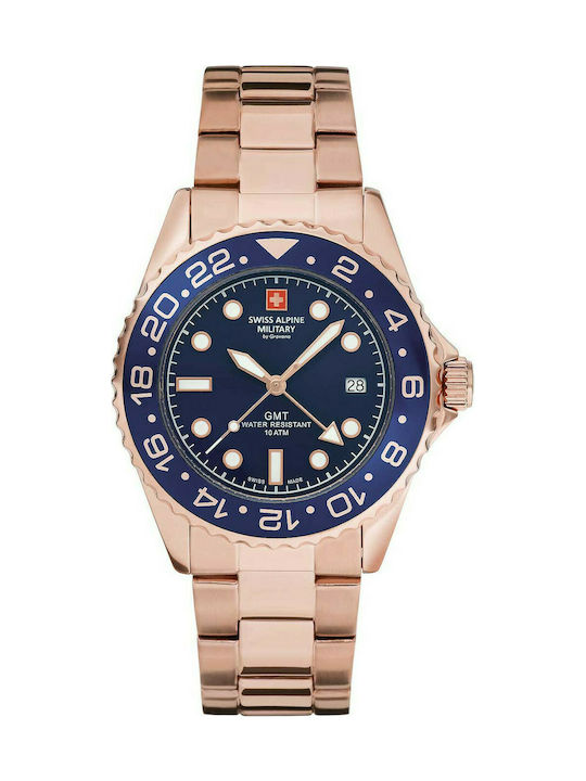 Swiss Alpine Military by Grovana Ceas Baterie cu Rose Gold Brățară metalică 7052.1165SAM