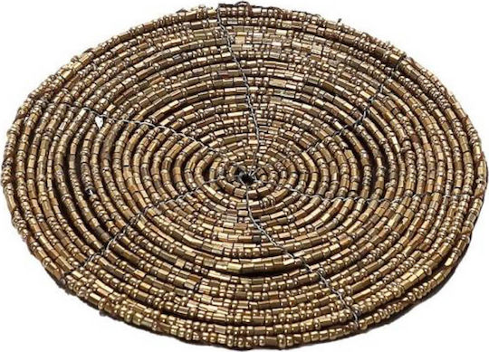 Espiel Round Coaster Plastic Gold 10cm 6pcs