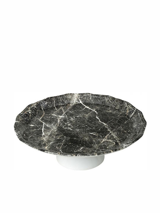 Espiel Marble Τουρτιέρα Κεραμική με Πόδι Μαύρη 33x33x12εκ.