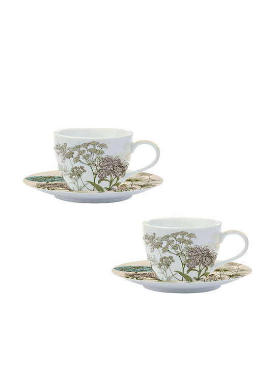 Marva Botanica Σετ Φλιτζάνια Καφέ από Πορσελάνη Beige 2τμχ